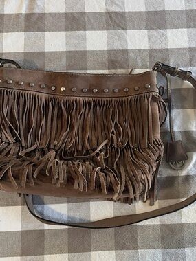 Michael Kors Brown Suede Fringe Hobo Shoulder Bag